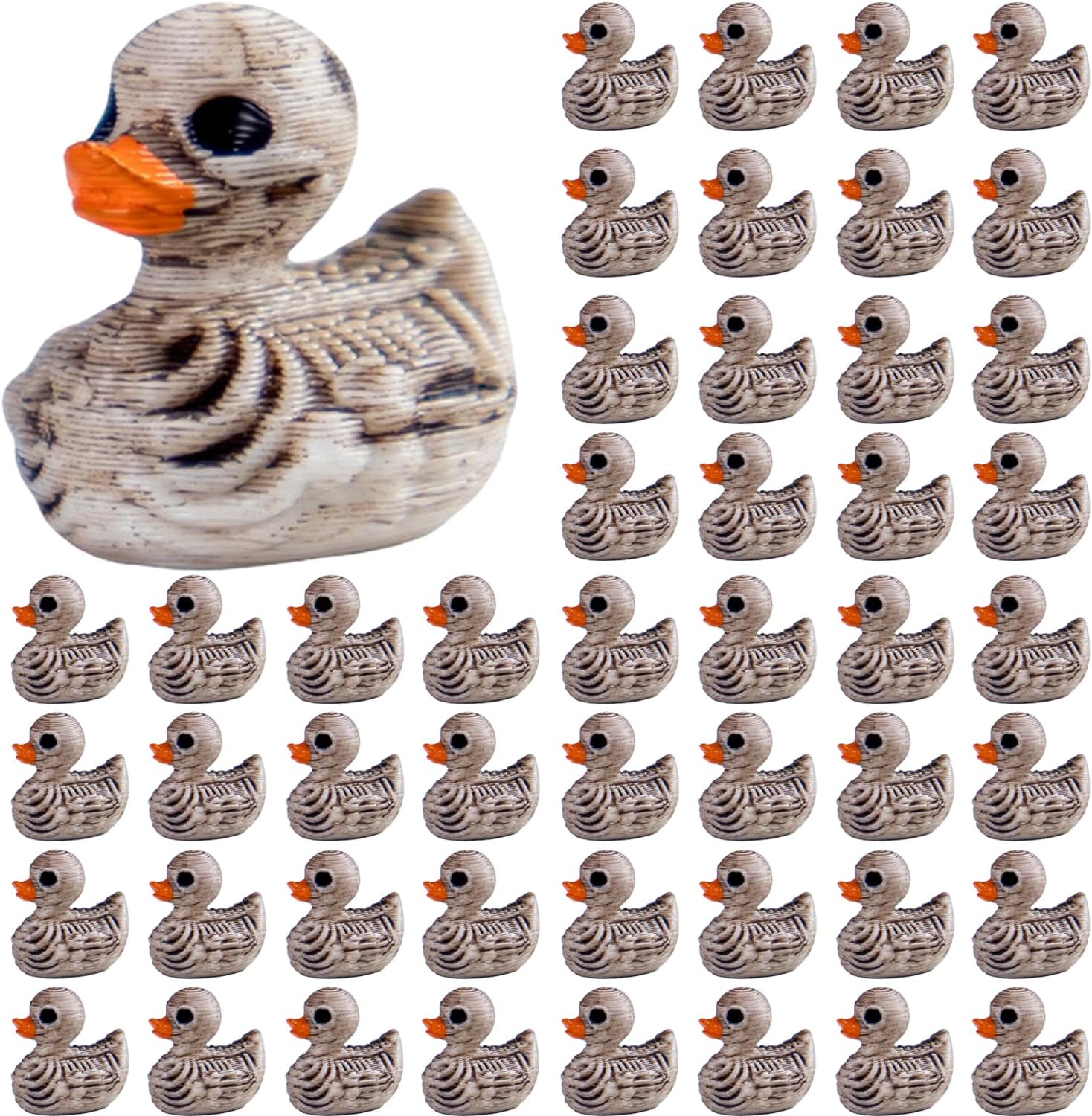 50 Mini Skeleton Duck Figurines—Little Ducks for Halloween Decorations; Spooky Mini Resin Ducks for Hide-and-Seek, Horror Scenes, Cemeteries, Gardens, Potted Plants, and Party Decorations
