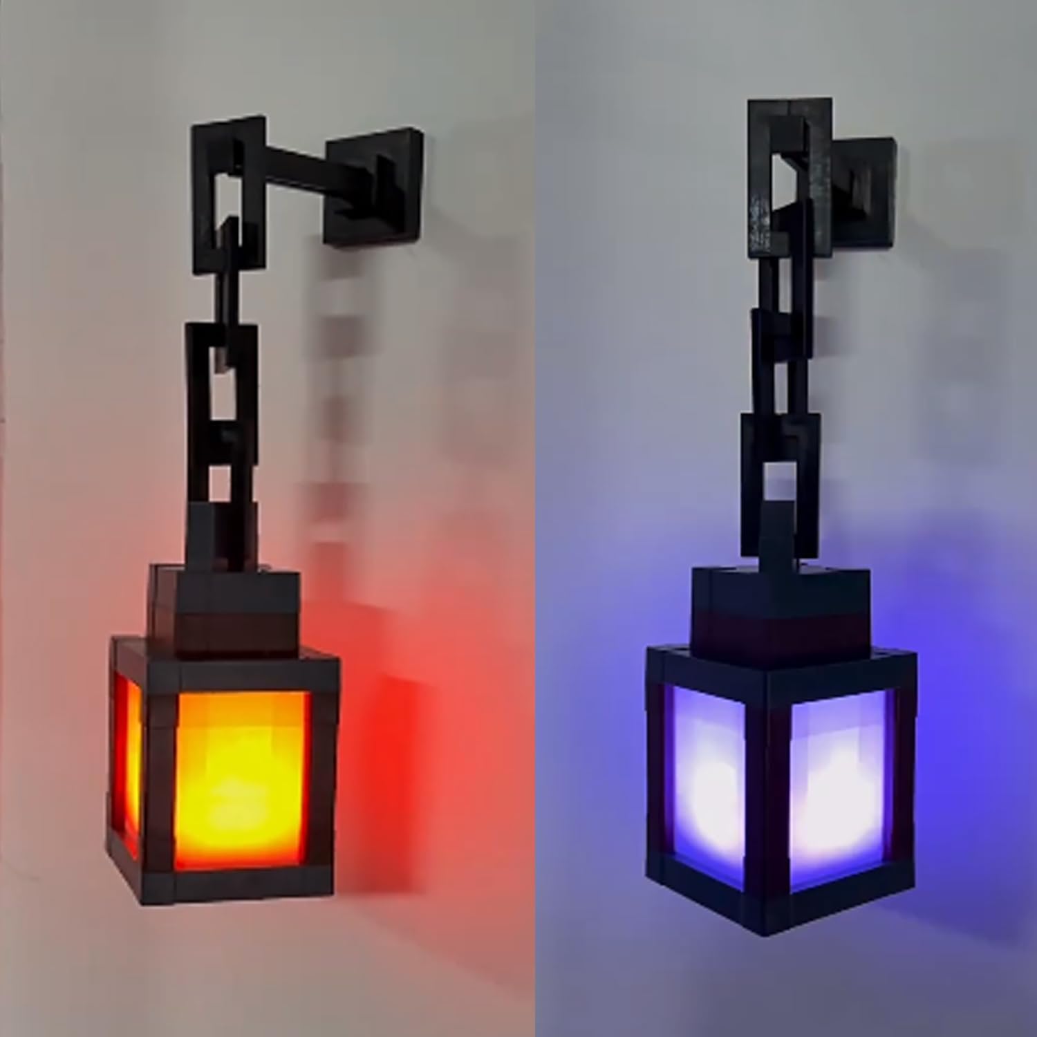 Children's Pixelated Lantern Night Light, LED Wall Lamp with 16-Color Changing Lights