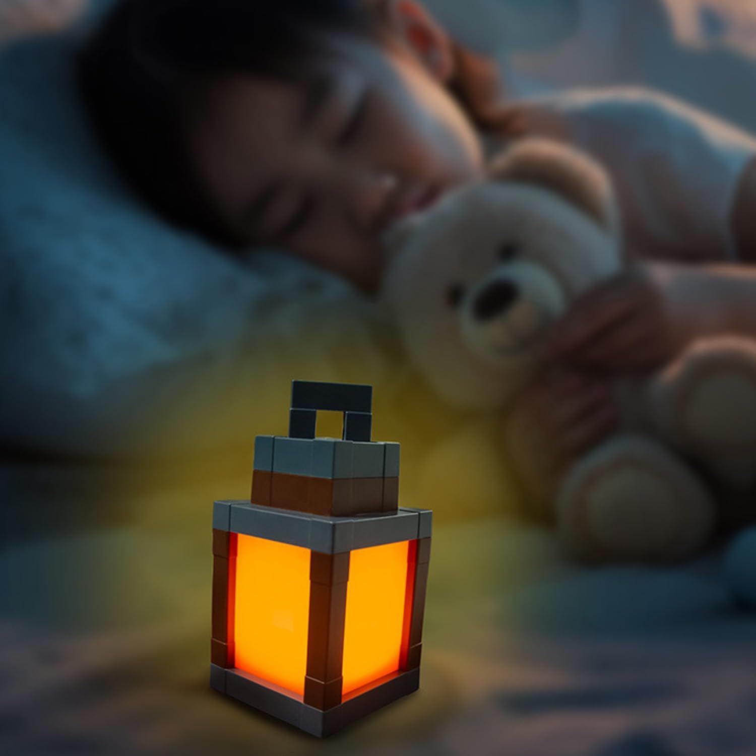 Children's Pixelated Lantern Night Light, LED Wall Lamp with 16-Color Changing Lights