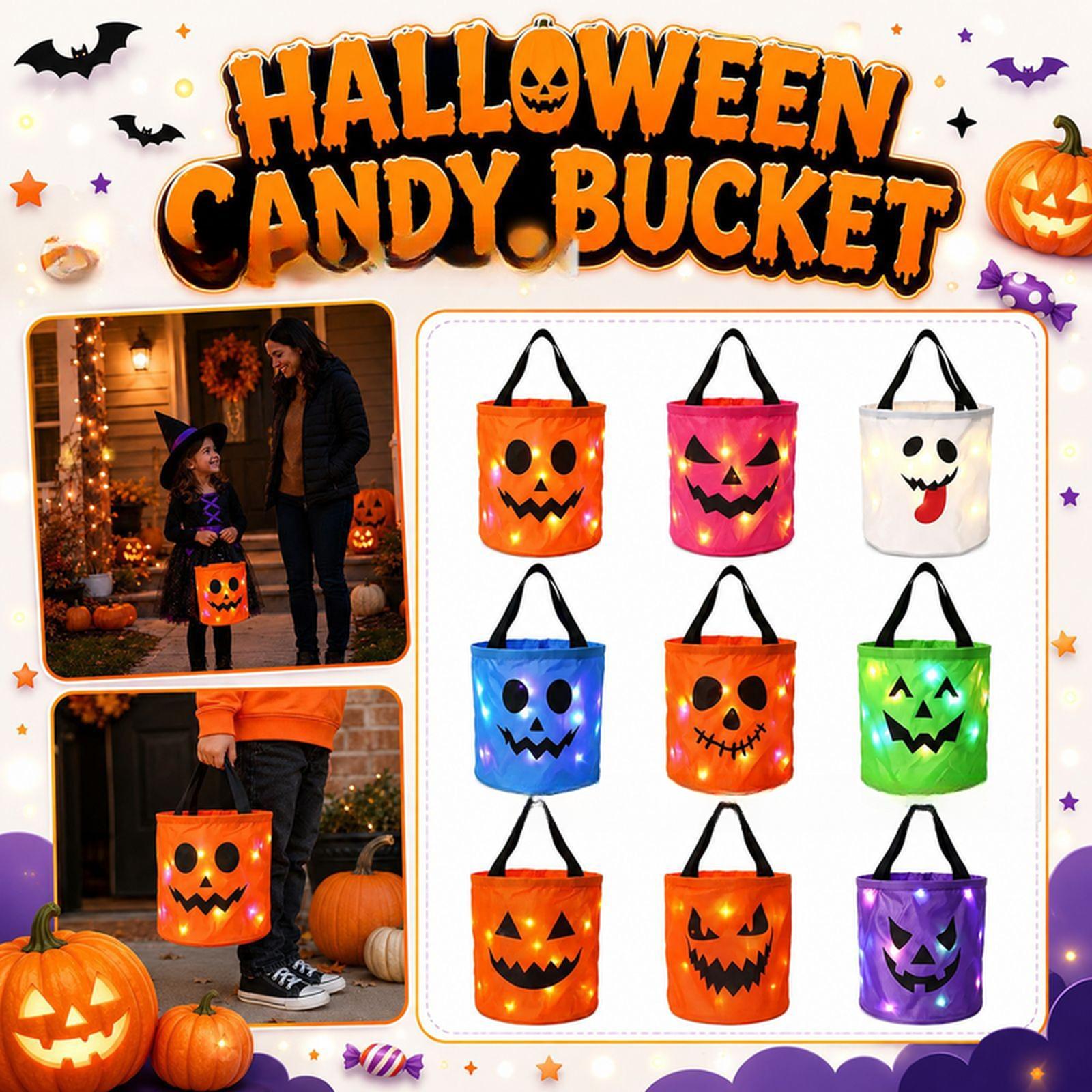 Reusable Non-Woven Fabric Halloween LED Candy Bucket