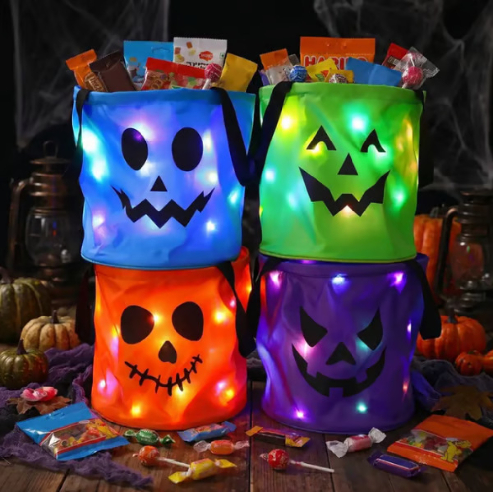 Reusable Non-Woven Fabric Halloween LED Candy Bucket