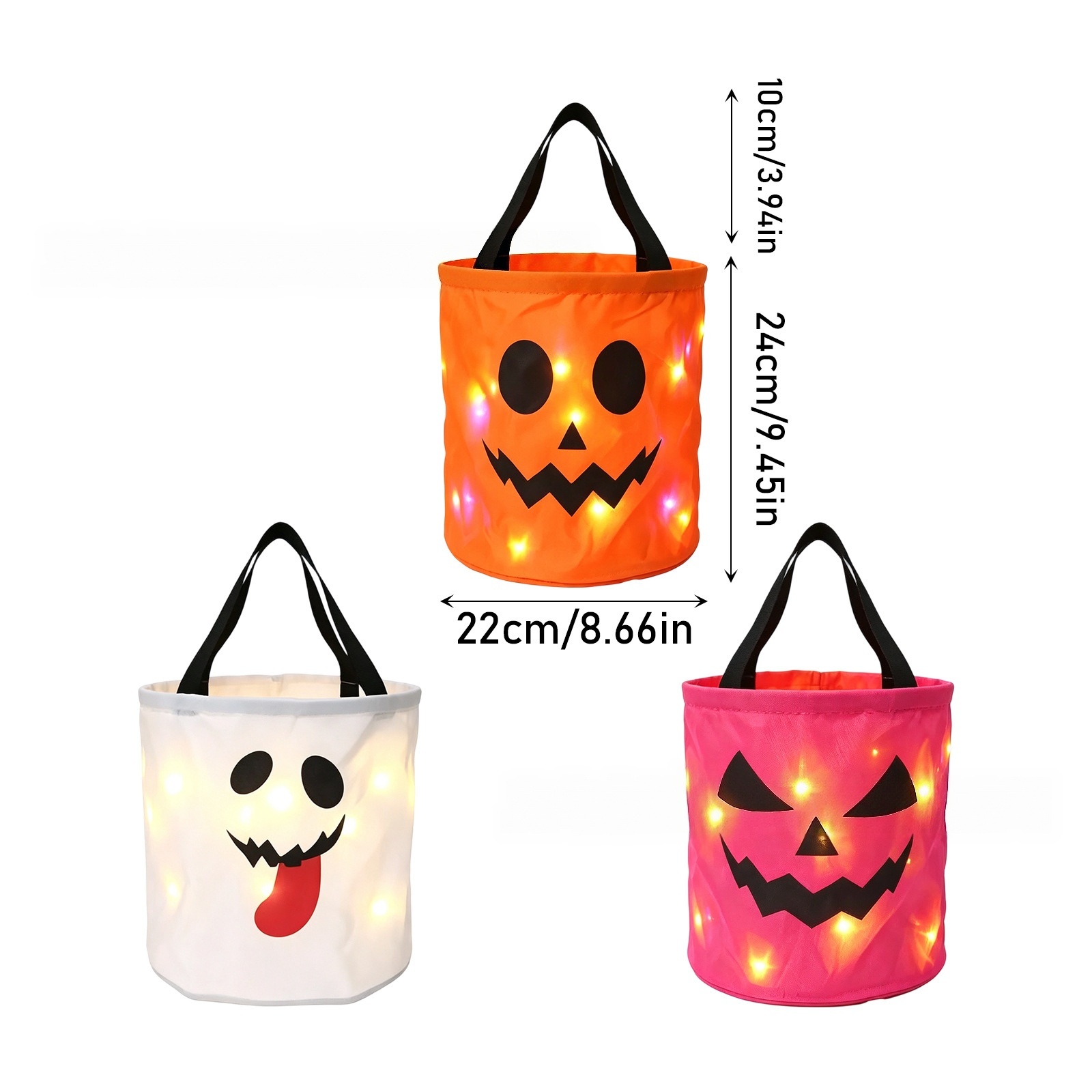 Reusable Non-Woven Fabric Halloween LED Candy Bucket