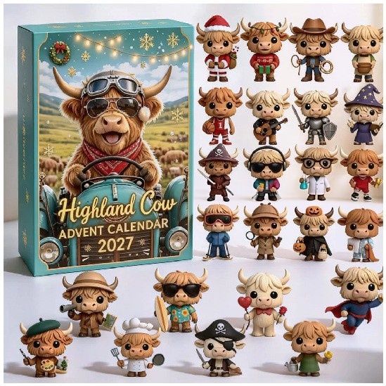 Portable, Stylish, Best-Selling Plastic Highland Cow Christmas Calendar