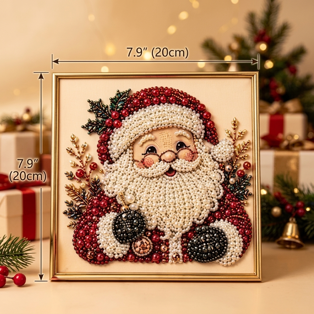 DIY Christmas Pearl Diamond Painting Framed Kit: 20x20 Framed Diamond Painting—Holiday Living Room Wall Art Craft Kit