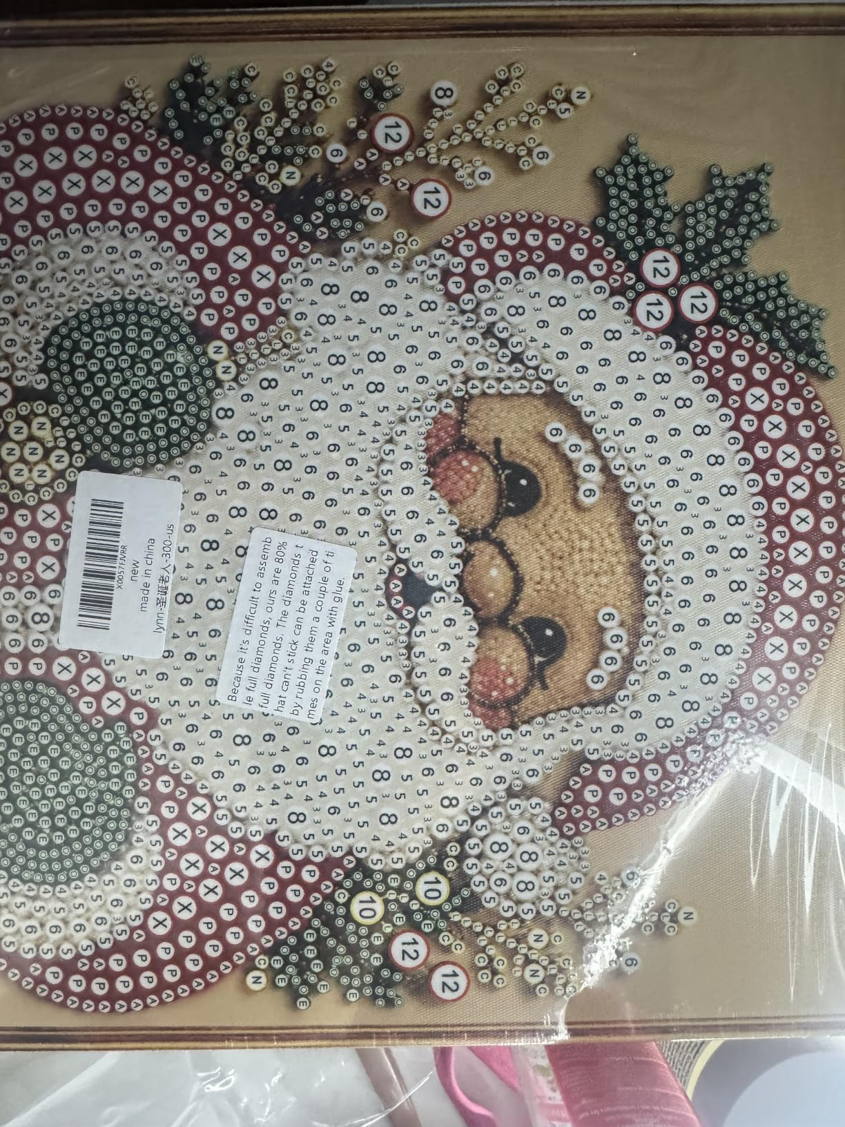 DIY Christmas Pearl Diamond Painting Framed Kit: 20x20 Framed Diamond Painting—Holiday Living Room Wall Art Craft Kit