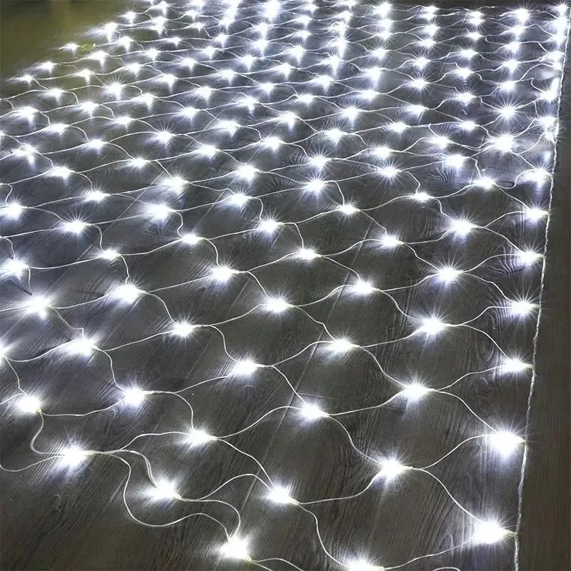 Outdoor Christmas String Lights, 9.84 x 9.84 ft, 320 LED Warm White with Green Wires, Mesh Design, 8 Modes, Chainable, for Decorating Shrubs and Trees