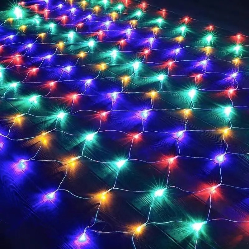 Outdoor Christmas String Lights, 9.84 x 9.84 ft, 320 LED Warm White with Green Wires, Mesh Design, 8 Modes, Chainable, for Decorating Shrubs and Trees
