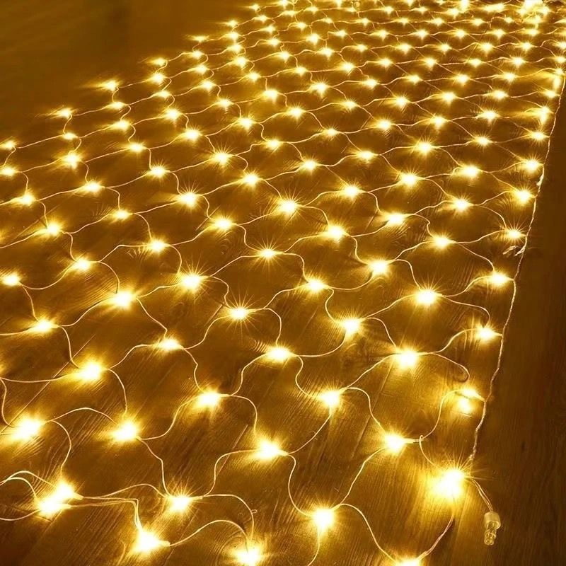Outdoor Christmas String Lights, 9.84 x 9.84 ft, 320 LED Warm White with Green Wires, Mesh Design, 8 Modes, Chainable, for Decorating Shrubs and Trees