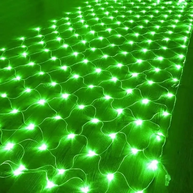 Outdoor Christmas String Lights, 9.84 x 9.84 ft, 320 LED Warm White with Green Wires, Mesh Design, 8 Modes, Chainable, for Decorating Shrubs and Trees