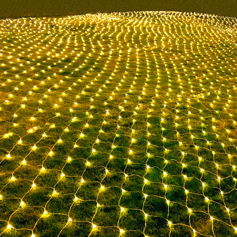 Outdoor Christmas String Lights, 9.84 x 9.84 ft, 320 LED Warm White with Green Wires, Mesh Design, 8 Modes, Chainable, for Decorating Shrubs and Trees