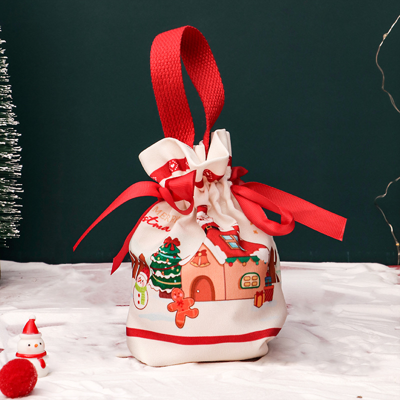 New Winter Christmas Knitted Tote Bag, Solid-Color Cotton Rope Drawstring Crossbody Phone Bag, Plain Blank Gift Storage Bag