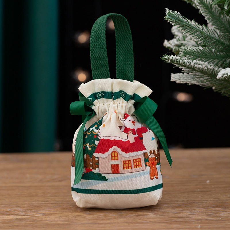 New Winter Christmas Knitted Tote Bag, Solid-Color Cotton Rope Drawstring Crossbody Phone Bag, Plain Blank Gift Storage Bag