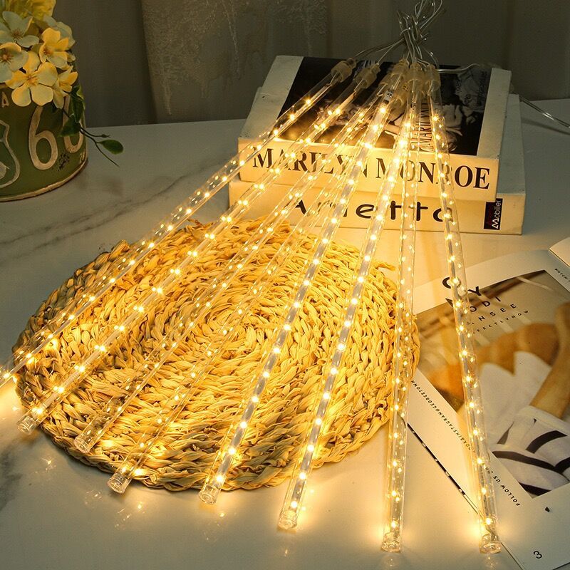 Solar-Powered LED Meteor Shower String Lights—Outdoor, Waterproof Christmas Tree and Landscape Tree Decorative Lights