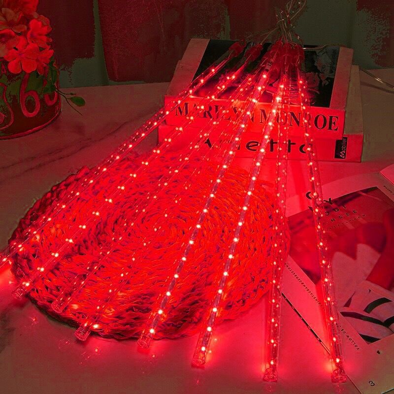 Solar-Powered LED Meteor Shower String Lights—Outdoor, Waterproof Christmas Tree and Landscape Tree Decorative Lights