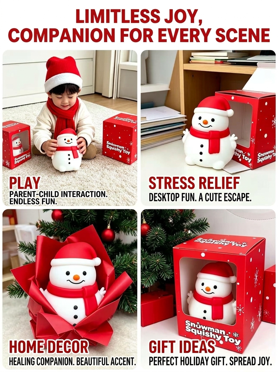 Popular Christmas Mini Snowman Squishy—Eco-Friendly TPR Slow-Rebound Stress-Relief Toy—Holiday Gift for Kids and Adults