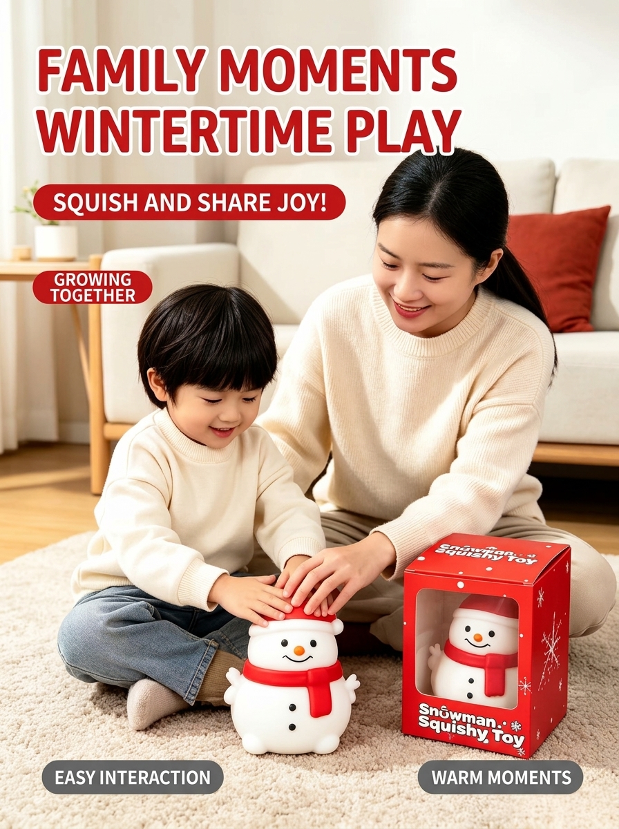 Popular Christmas Mini Snowman Squishy—Eco-Friendly TPR Slow-Rebound Stress-Relief Toy—Holiday Gift for Kids and Adults