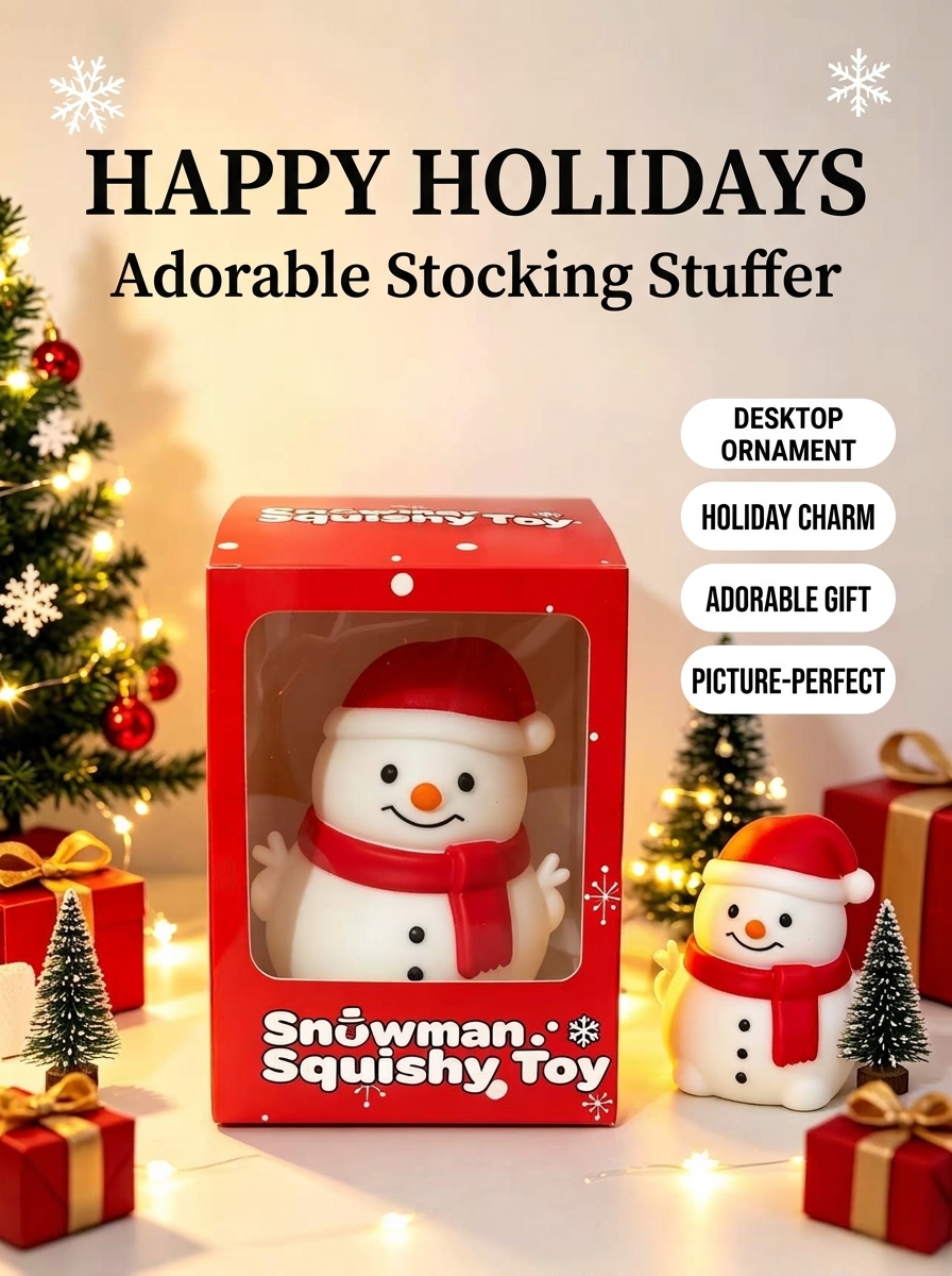 Popular Christmas Mini Snowman Squishy—Eco-Friendly TPR Slow-Rebound Stress-Relief Toy—Holiday Gift for Kids and Adults