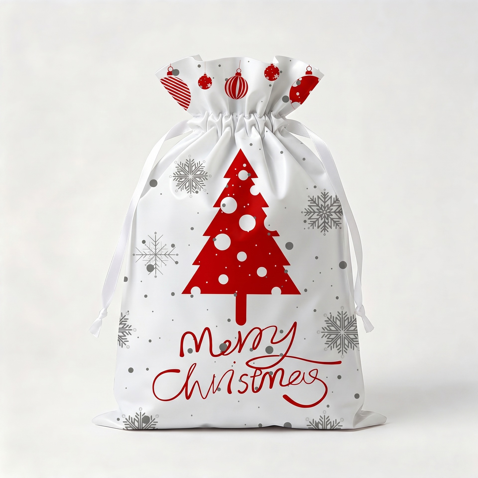 Christmas Drawstring Pouch Gift Bag—Gift Bag for Under the Christmas Tree, Candy and Apple Storage Bag, Party Favor Bag