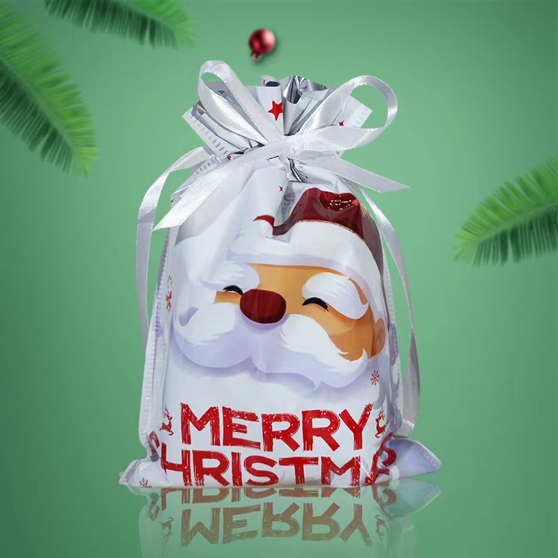 Christmas Drawstring Pouch Gift Bag—Gift Bag for Under the Christmas Tree, Candy and Apple Storage Bag, Party Favor Bag