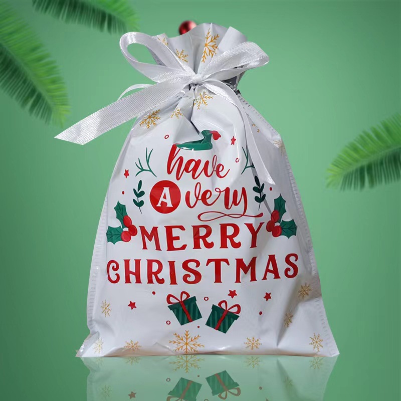 Christmas Drawstring Pouch Gift Bag—Gift Bag for Under the Christmas Tree, Candy and Apple Storage Bag, Party Favor Bag
