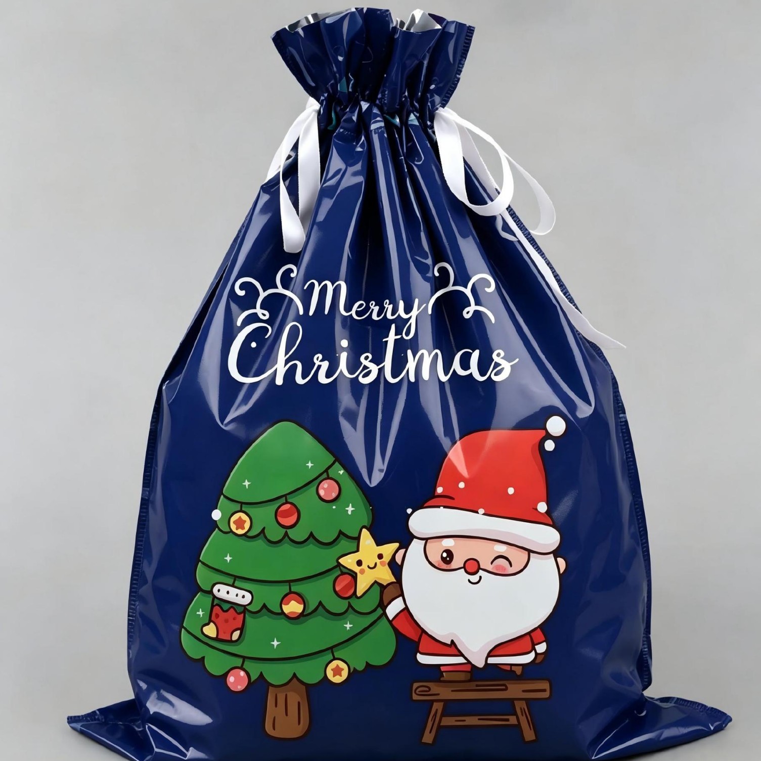 Christmas Drawstring Pouch Gift Bag—Gift Bag for Under the Christmas Tree, Candy and Apple Storage Bag, Party Favor Bag
