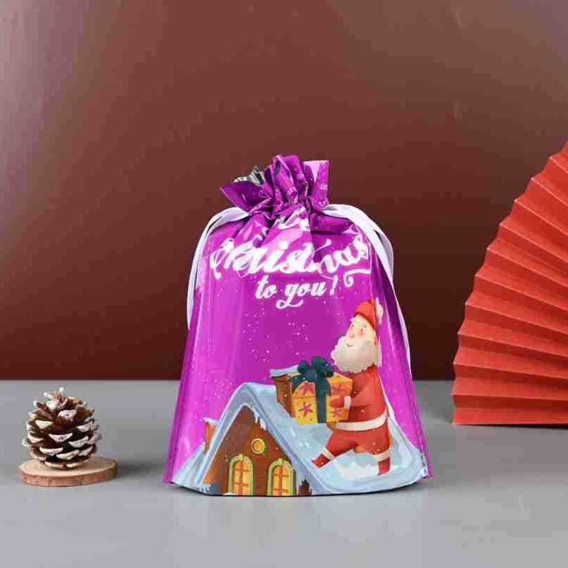 Christmas Drawstring Pouch Gift Bag—Gift Bag for Under the Christmas Tree, Candy and Apple Storage Bag, Party Favor Bag