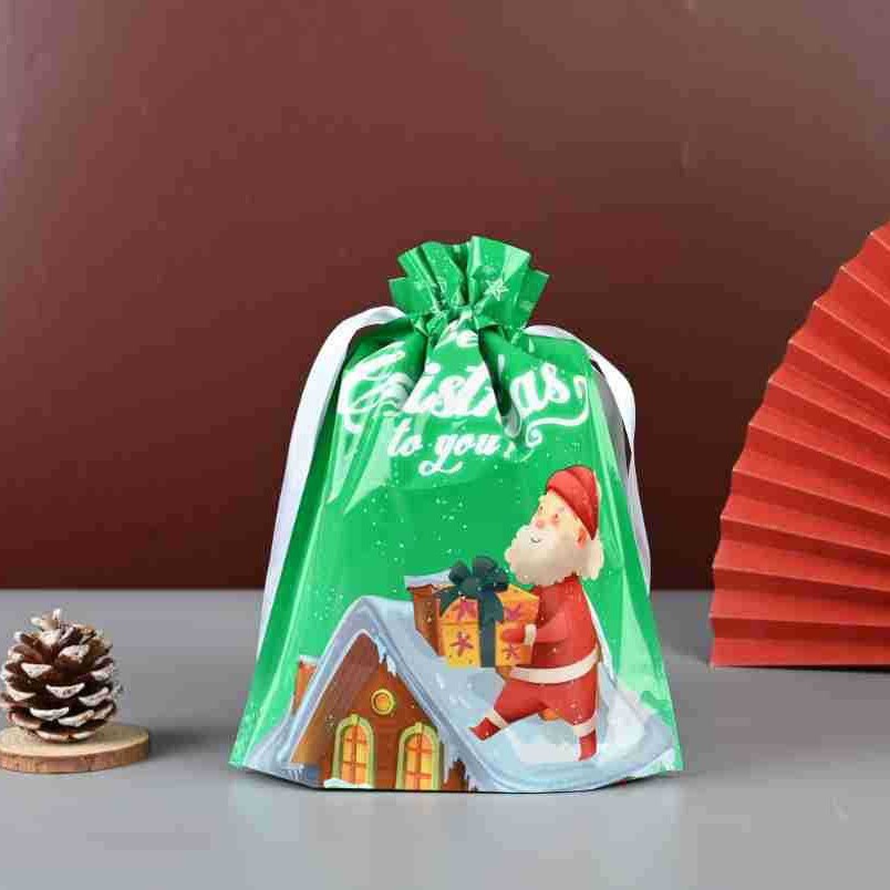 Christmas Drawstring Pouch Gift Bag—Gift Bag for Under the Christmas Tree, Candy and Apple Storage Bag, Party Favor Bag