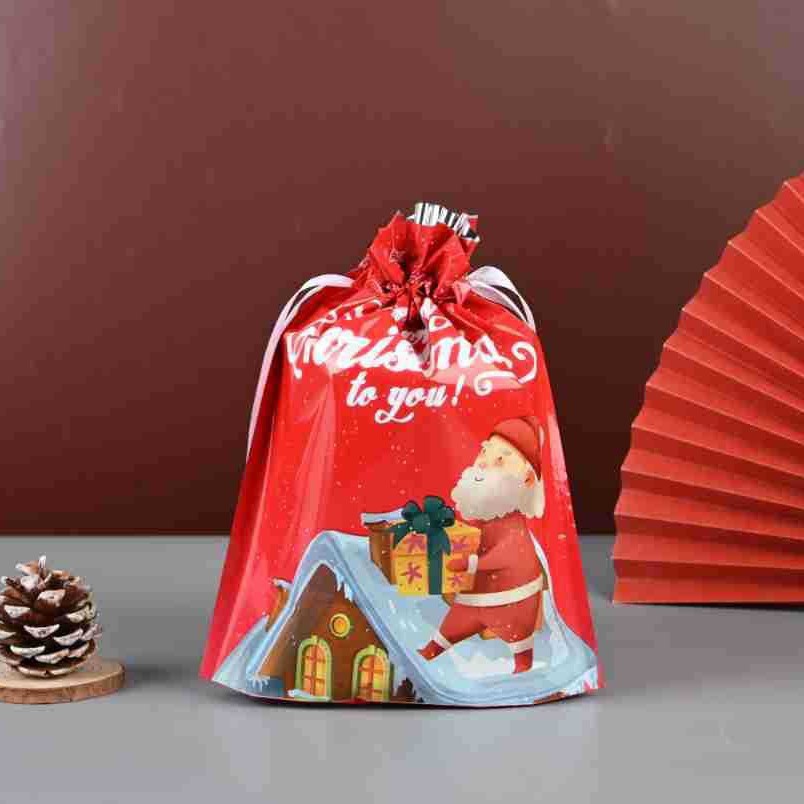 Christmas Drawstring Pouch Gift Bag—Gift Bag for Under the Christmas Tree, Candy and Apple Storage Bag, Party Favor Bag