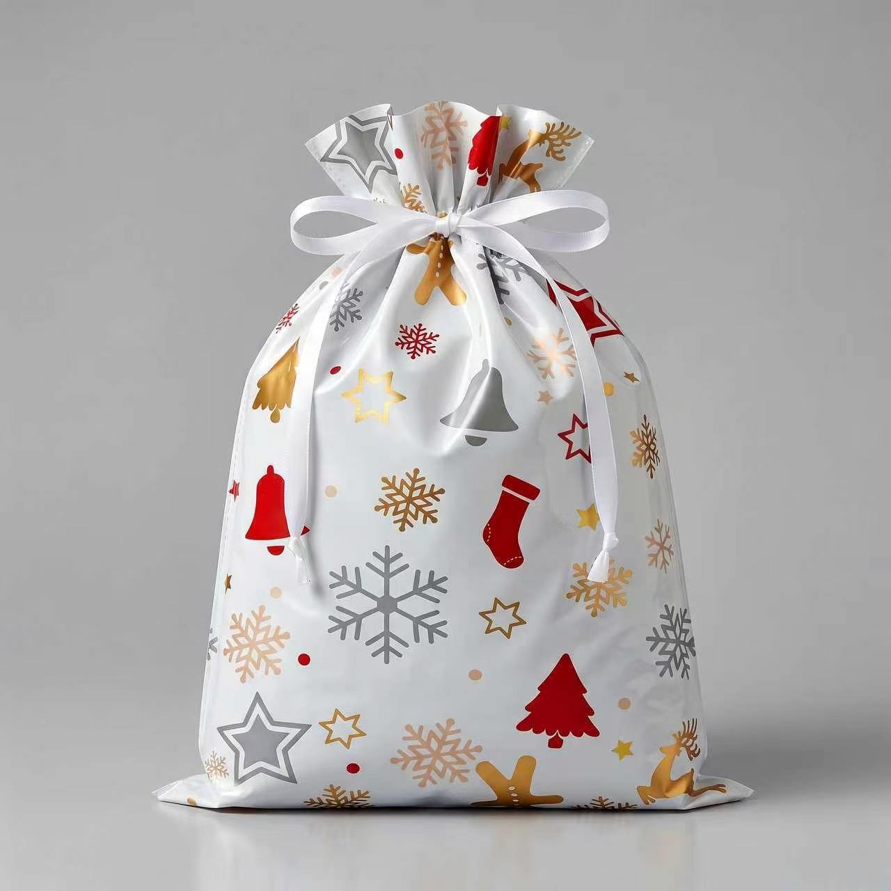 Christmas Drawstring Pouch Gift Bag—Gift Bag for Under the Christmas Tree, Candy and Apple Storage Bag, Party Favor Bag