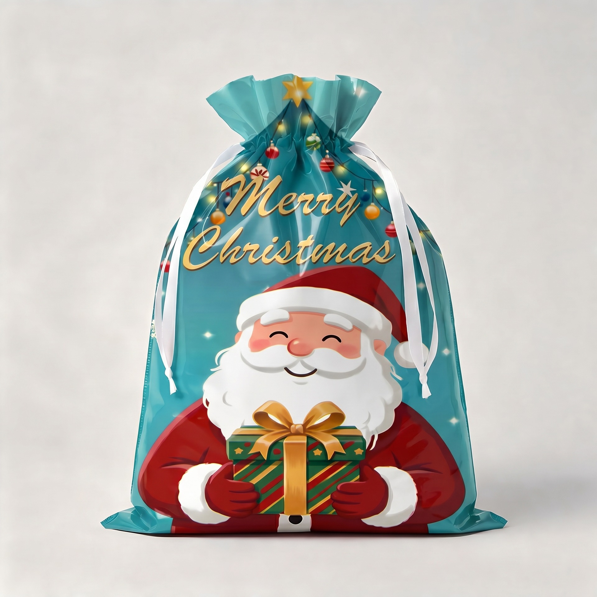 Christmas Drawstring Pouch Gift Bag—Gift Bag for Under the Christmas Tree, Candy and Apple Storage Bag, Party Favor Bag