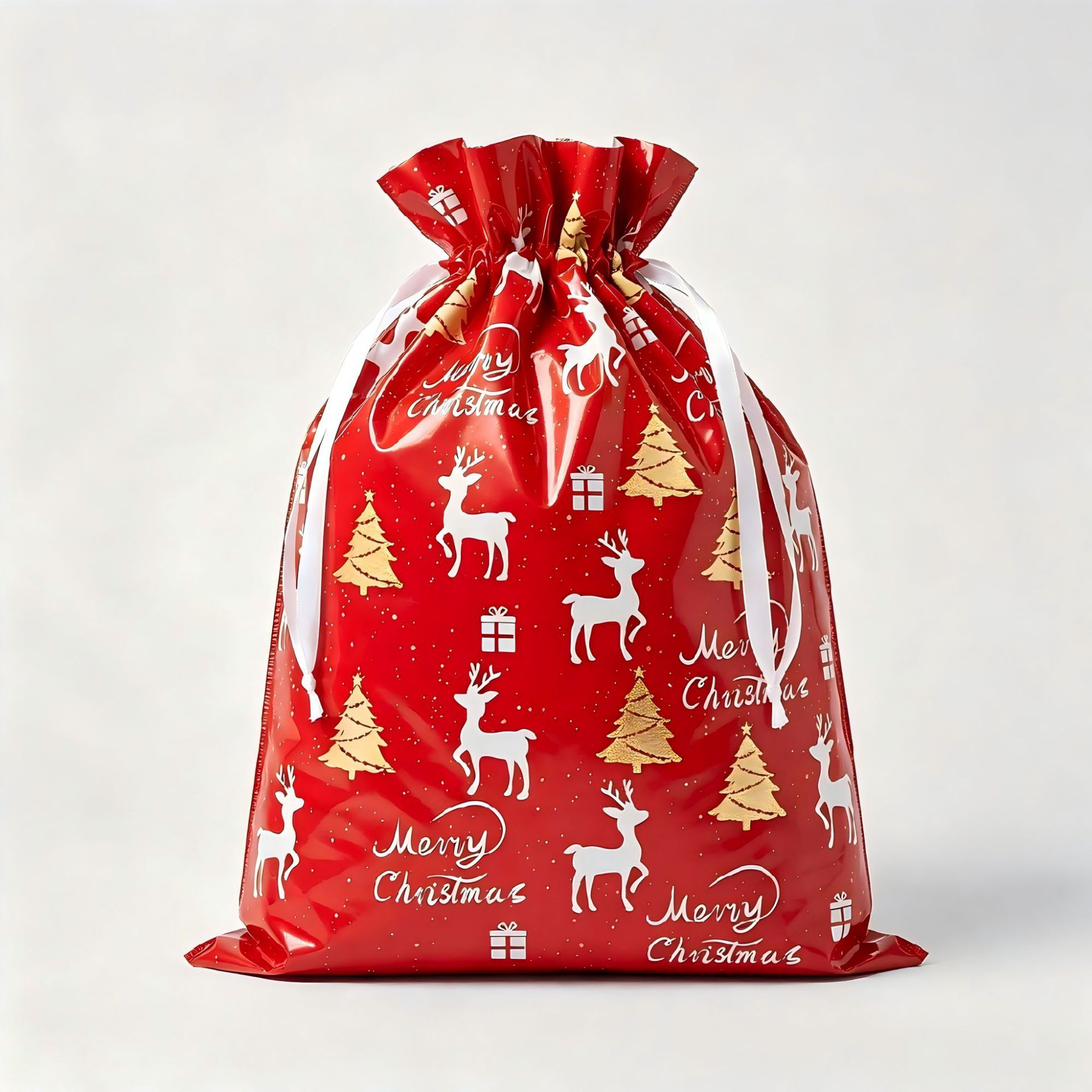 Christmas Drawstring Pouch Gift Bag—Gift Bag for Under the Christmas Tree, Candy and Apple Storage Bag, Party Favor Bag
