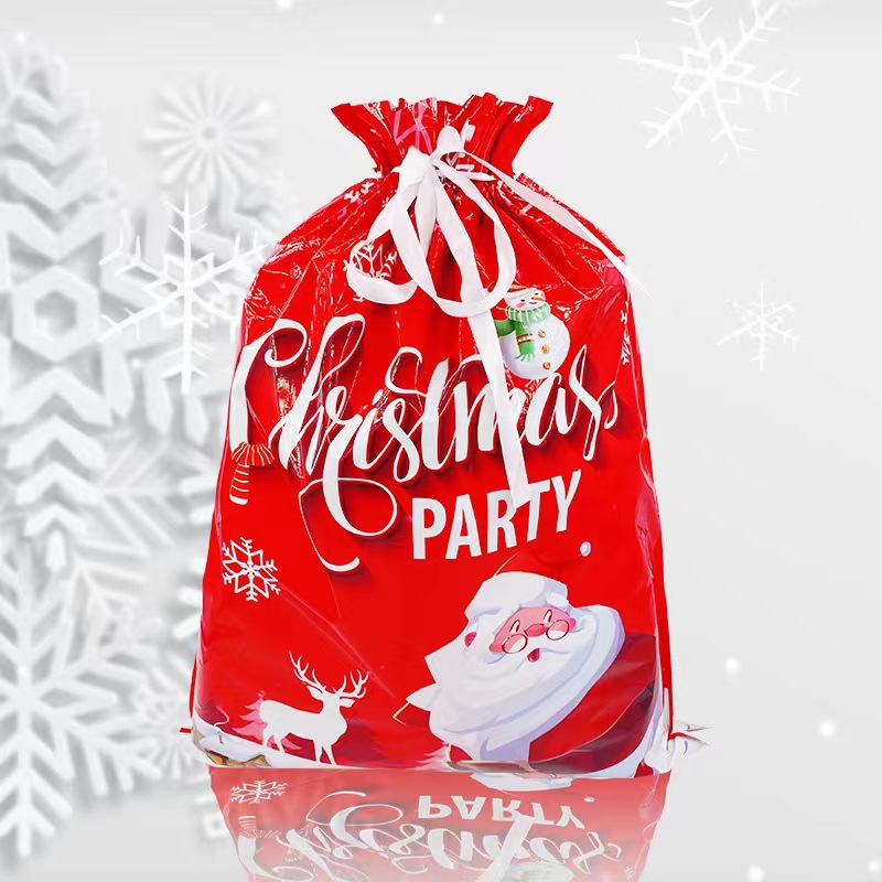 Christmas Drawstring Pouch Gift Bag—Gift Bag for Under the Christmas Tree, Candy and Apple Storage Bag, Party Favor Bag