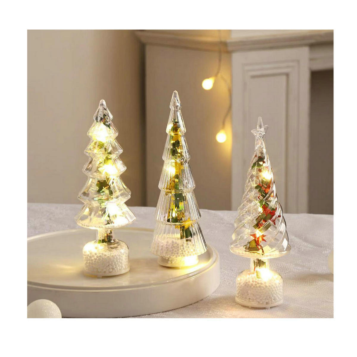 Glowing Pine Needle Christmas Tree Desk Ornament—Indoor Mini Glowing Tree Night Light—Festive Decor for Your Office Desk