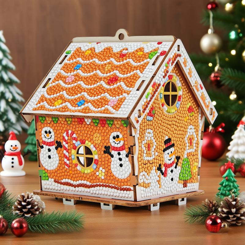 5D Full-Diamond Christmas House Diamond Painting DIY Craft—Apply Diamonds Yourself; Christmas Tree Ornaments, Desk Decor, and Festive Handmade Decorations