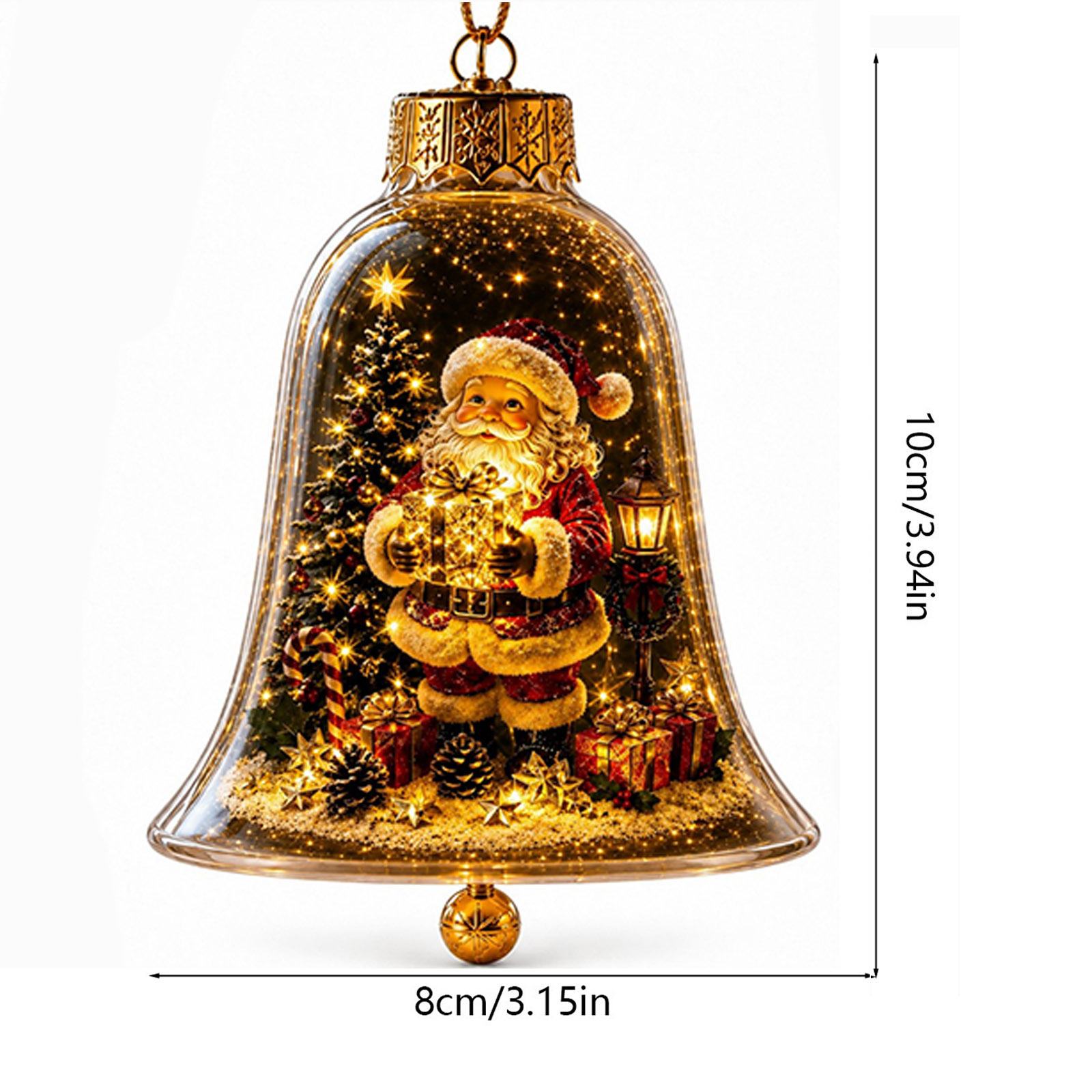 Glowing Christmas Tree with Transparent Bell Cover and Reindeer Ornament – Desktop Miniature Landscape LED Light-Up Ornament – Festive Gift