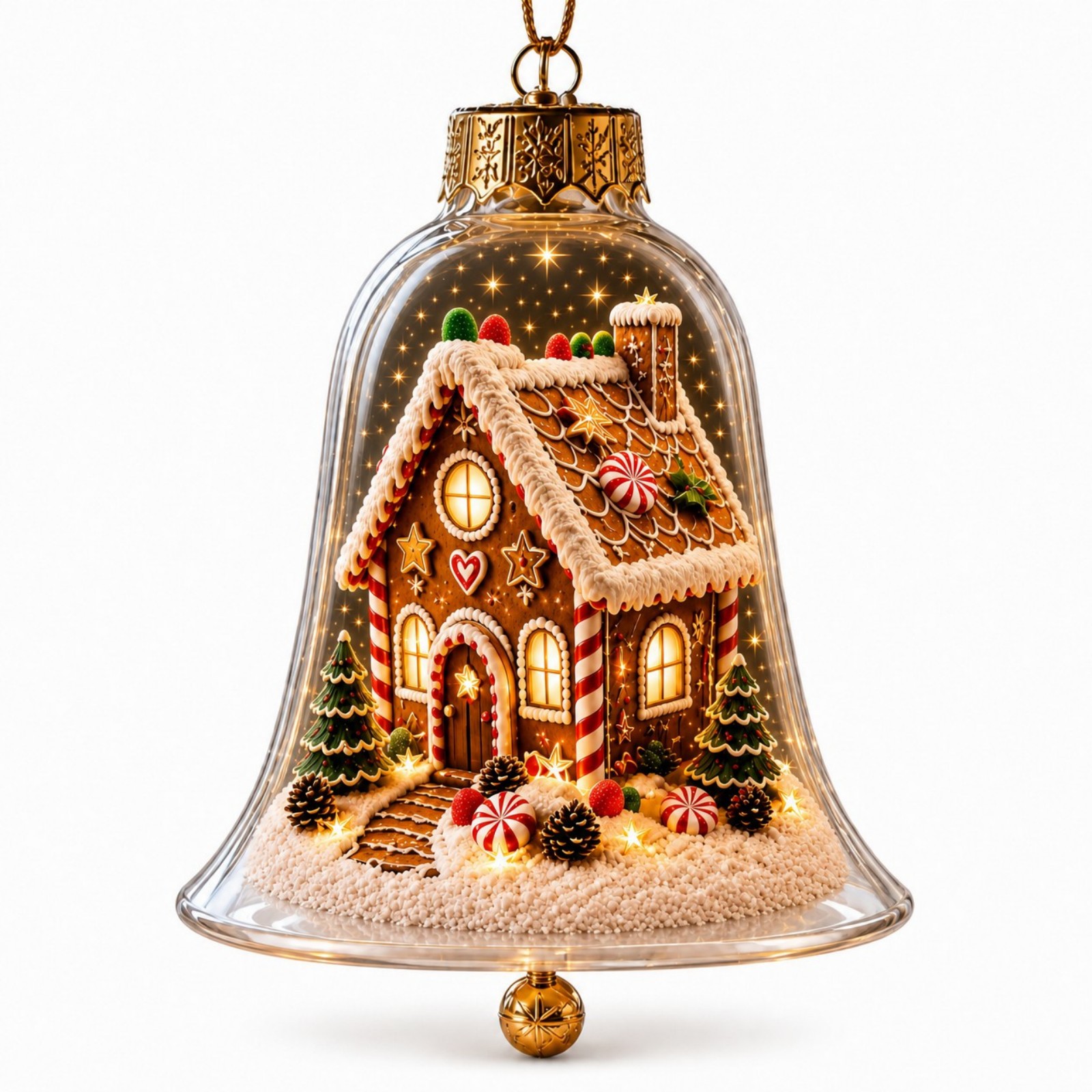 Glowing Christmas Tree with Transparent Bell Cover and Reindeer Ornament – Desktop Miniature Landscape LED Light-Up Ornament – Festive Gift
