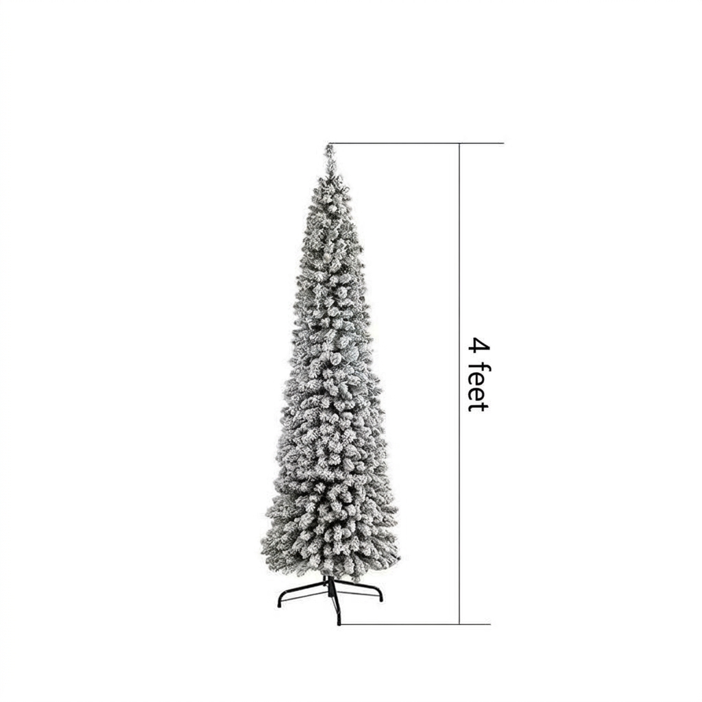 Pure PVC Christmas Tree with Flocked Snow Effect, Dense Green Branches—High-End Indoor Artificial Snowflake Tree for DIY Holiday Decorations