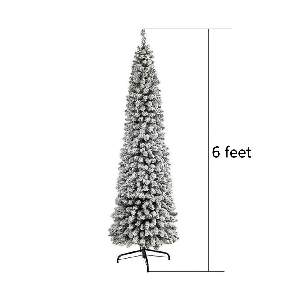Pure PVC Christmas Tree with Flocked Snow Effect, Dense Green Branches—High-End Indoor Artificial Snowflake Tree for DIY Holiday Decorations