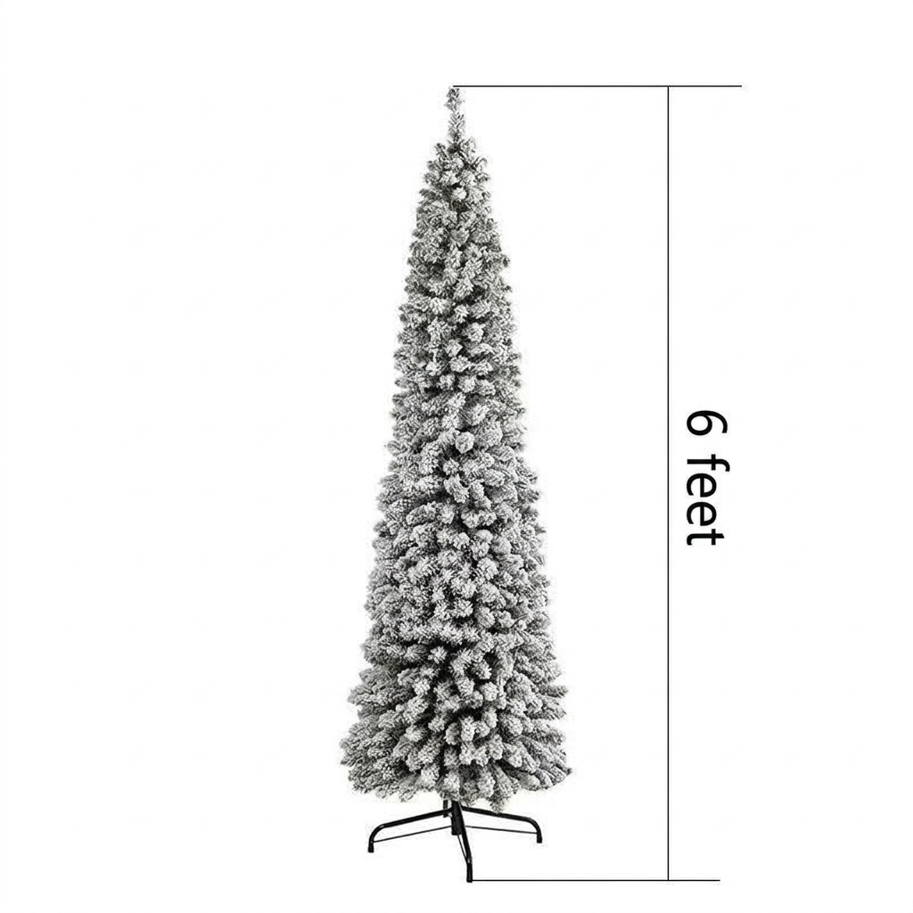 Pure PVC Christmas Tree with Flocked Snow Effect, Dense Green Branches—High-End Indoor Artificial Snowflake Tree for DIY Holiday Decorations