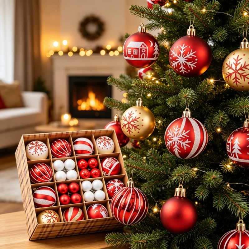 Christmas Ornament Set: Exquisitely Painted, Sparkling Hanging Ornaments; Shatter-Resistant Christmas Tree Ornaments; New Year's Holiday Decorations