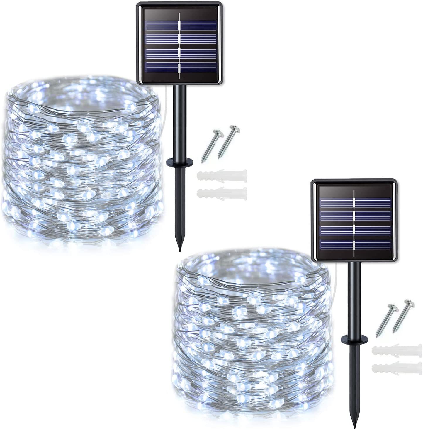 LED Multicolored Solar-Powered Outdoor Waterproof Copper Wire String Lights—8-Function Fairy Lights for Yards, Gardens, Trees, and Christmas Decorations