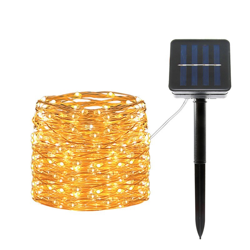 LED Multicolored Solar-Powered Outdoor Waterproof Copper Wire String Lights—8-Function Fairy Lights for Yards, Gardens, Trees, and Christmas Decorations