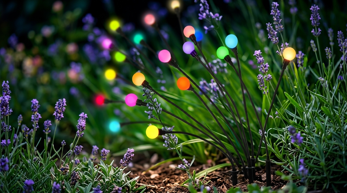 Solar-Powered Wind-Activated Firefly Lawn Lights