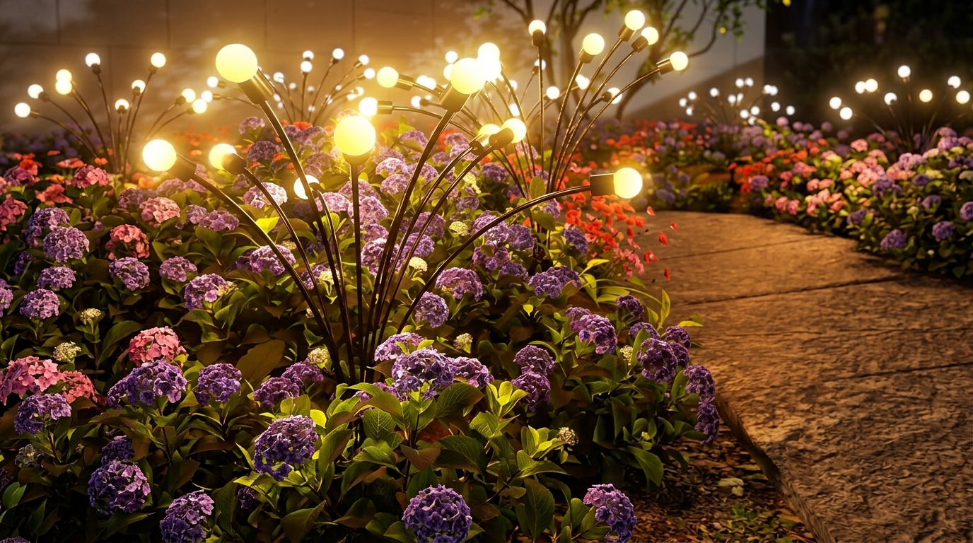 Solar-Powered Wind-Activated Firefly Lawn Lights