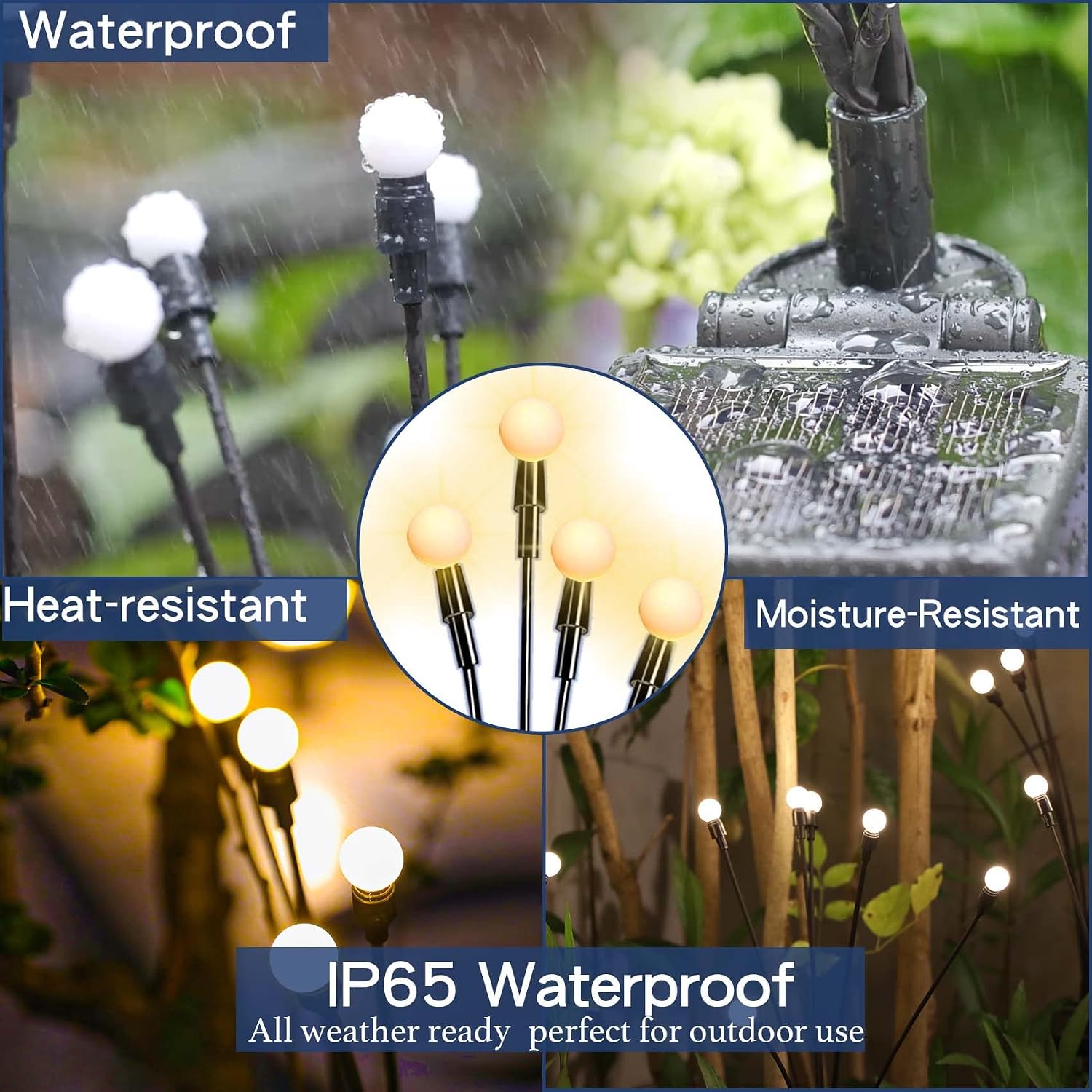 Solar-Powered Wind-Activated Firefly Lawn Lights