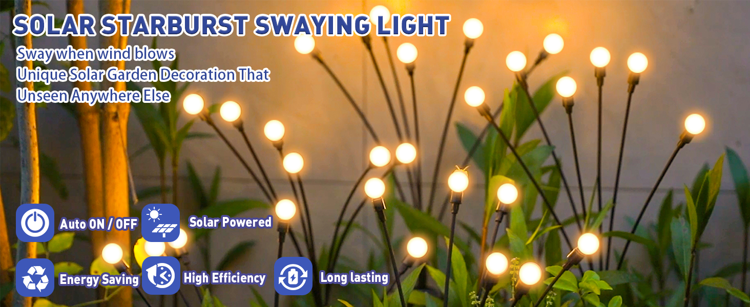 Solar-Powered Wind-Activated Firefly Lawn Lights