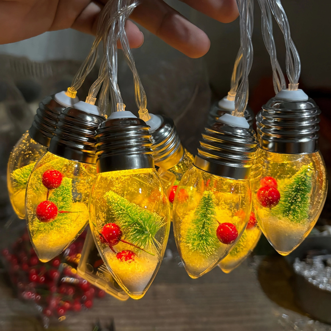 Christmas Snowball String Lights: LED Santa and Snowman Round Ball Light String—Indoor Curtain and Christmas Tree Decorative Lights