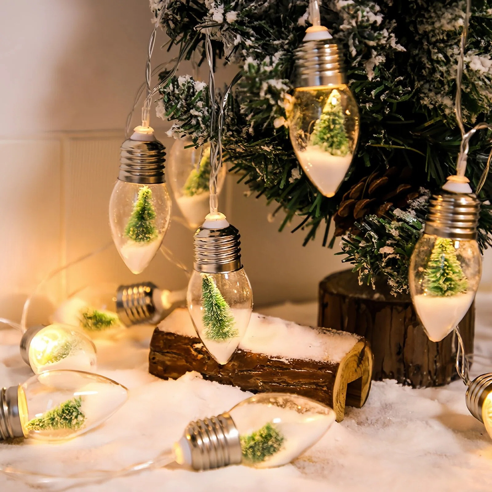 Christmas Snowball String Lights: LED Santa and Snowman Round Ball Light String—Indoor Curtain and Christmas Tree Decorative Lights