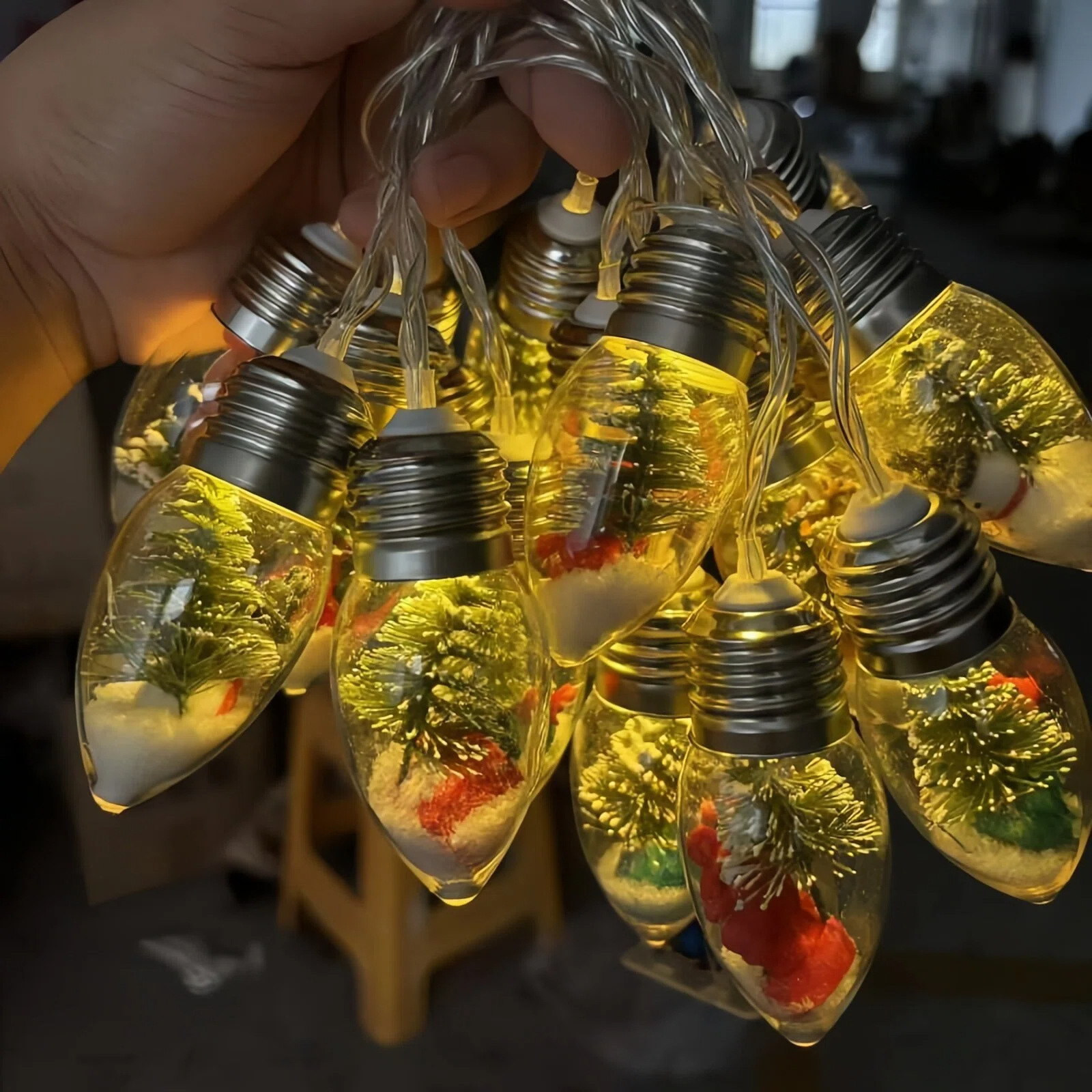 Christmas Snowball String Lights: LED Santa and Snowman Round Ball Light String—Indoor Curtain and Christmas Tree Decorative Lights