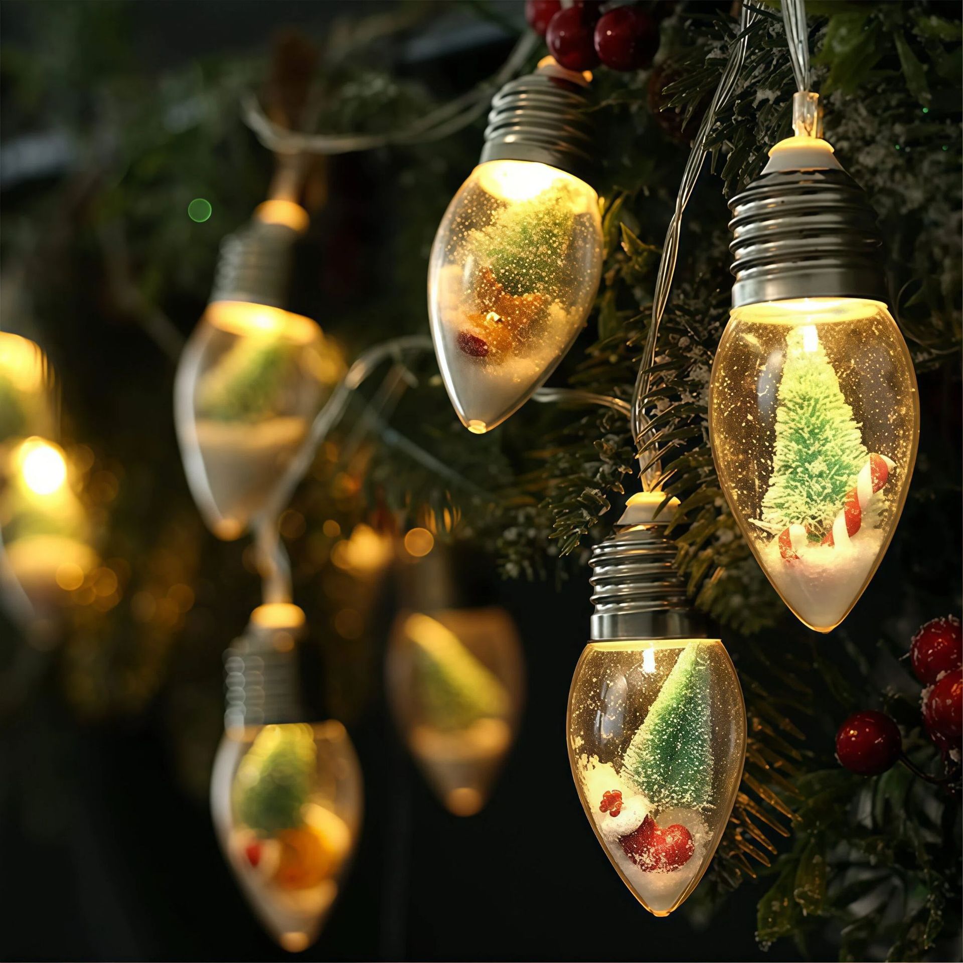 Christmas Snowball String Lights: LED Santa and Snowman Round Ball Light String—Indoor Curtain and Christmas Tree Decorative Lights